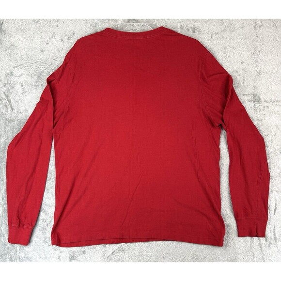 Nike Tee Shirt Large Men's Red Maroon Long Sleeve Swoosh Just Do It Casual - Picture 5 of 7